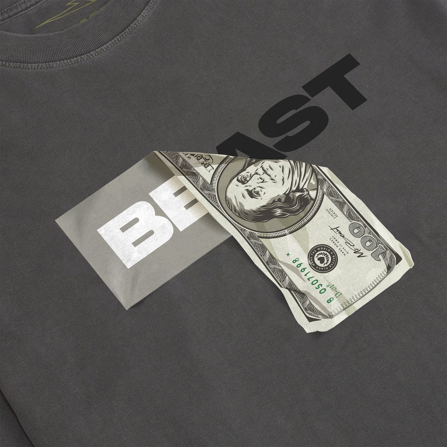 DOLLAR BILL SS TEE - BLACK PIGMENT DYE