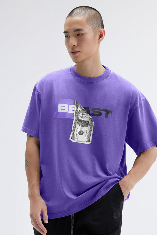 DOLLAR BILL SS TEE - PURPLE PIGMENT DYE